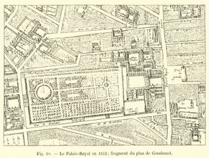 Palais-Royal vuonna 1652; fragmentti Gomboustin suunnitelmasta tekijältä French School