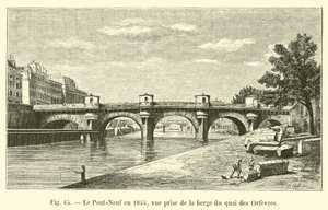 Pont-Neuf vuonna 1845, näkymä Quai des Orfevresin rannalta tekijältä French School