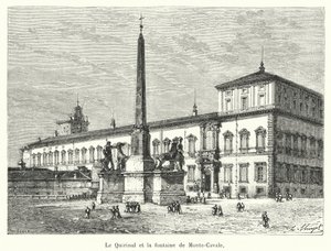 Quirinal ja Monte-Cavalen suihkulähde (kaiverrus) tekijältä French School