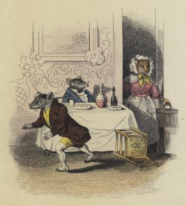 Rat De Ville ja Rat Des Champs (värillinen kaiverrus) tekijältä French School
