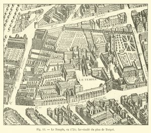 Temppeli vuonna 1734; faksimile Turgotin suunnitelmasta tekijältä French School