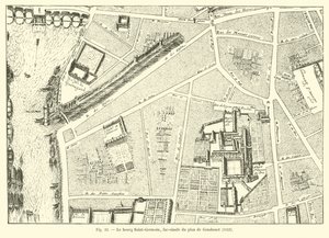 Bourg Saint-Germain, faksimile Gomboustin suunnitelmasta, 1652 tekijältä French School