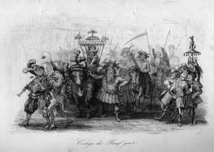 Le cortege du boeuf gras ("Le carnival"" kappale Marc-Antoine Madeleine Desaugiersin kappaleessa "" - CHANS ja CHANS POPULES DE LA FRANCE - 1843 - H.- L. DELLOYE, kustantaja, LIBRAIRIE DE GARNIER. tekijältä French School