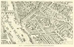 Faubourg Saint-Germain vuonna 1615, faksimile Mathieu Merianin suunnitelmasta tekijältä French School