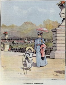 Luxemburgin puutarha - teoksessa "The Little Frenchman Illustrated" 21.7.1. tekijältä French School