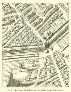 Saint-Honoren kaupunginosa vuonna 1608, ote F Quesnelin suunnitelmasta tekijältä French School