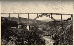 Garabitin maasilta - Cantal - Auvergne-Rhône-Alpes - kaiverrus "" PATRIE" - PACUREQUIREQUE RANSKAN KUVAUS 6 NÄTEESSÄ LUCIEN HUARD - 1800-luvun loppu tekijältä French School