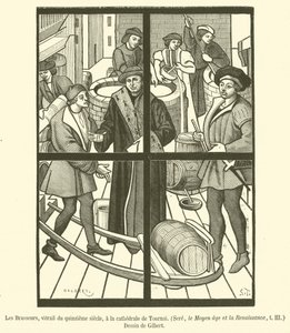 The Brewers, 1400-luvun lasimaalaus Tournain katedraalissa (kaiverrus) tekijältä French School