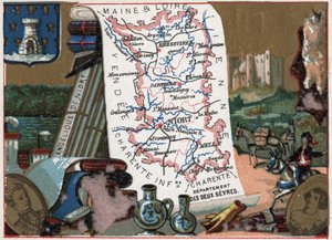 Les Deux Sevres (Deux-Sevres, 79), Poitou Charente (Poitou-Charente), Ranska. Niortin enkeli. Sarja Ranskan departementeista. Kromolitografia (Chromo) "" maantieteellinen lanka"", noin 1920. Yksityinen kokoelma. tekijältä French School