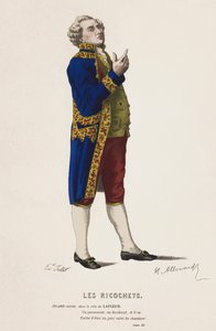 Les Ricochets, kohtaus XII (värillinen kaiverrus) tekijältä French School