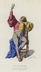 Kolme galaania (värillinen kaiverrus) tekijältä French School