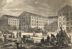 Les docks de Rouen en en 1866 - Rouenin telakat vuonna 1866 - kaiverrus tekijältä French School