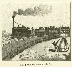 Ensimmäiset rautatiet (kaiverrus) tekijältä French School