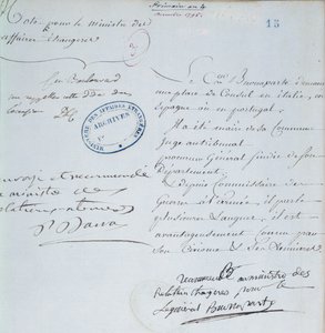 Napoleon Bonaparten (1769-1821) allekirjoittama suosituskirje veljelleen Josephille (1768-1844) joulukuuta 1795 tekijältä French School