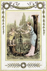 Äitiä ja tytärtä edustava kirje, 1800-luvun loppu (kromolitografia) tekijältä French School