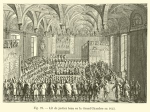 Lit de Justice pidettiin suuressa kammiossa vuonna 1643 tekijältä French School