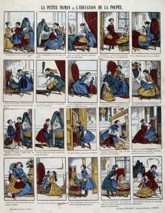 Pikku äiti "" Nuken koulutus". Kuva yrityksestä Epinal, sd. 1800-luvulla. tekijältä French School