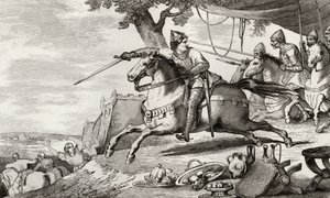 Lothair (941-86) johtaa armeijansa taisteluun Colartin "Histoire de Francesta", joka julkaistiin n. 1840 tekijältä French School