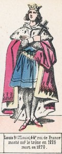 Louis 9 (St Louis), 44. Ranskan kuningas, nousi valtaistuimelle vuonna 1226, kuoli vuonna 1270 (värillinen kaiverrus) tekijältä French School