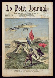 Louis Bleriot (1872-1936) laskeutui Doveriin, "Le Petit Journal", 8. elokuuta 1909 (värillinen kaiverrus)