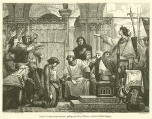 Louis IX ja Enguerrand de Couci (kaiverrus) tekijältä French School