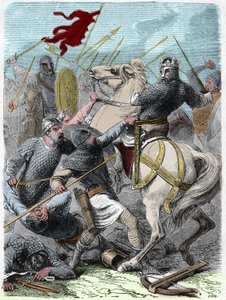 Louis VI sanoi, että "The Gros" (1081 - 1137) yritti Brennevillen taistelussa ottaa Normandian Englannin kuninkaalta Henrik I:ltä vuonna 1119. Kaiverrus Paul Lehugeurin Histoire De France En Cent -maalauksiin 1891. tekijältä French School