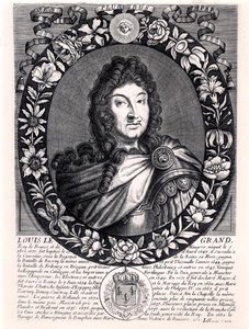 Ludvig XIV (1638-1715) Ranskan kuningas, n. 1680 (kaiverrus) (m/v kuva) tekijältä French School