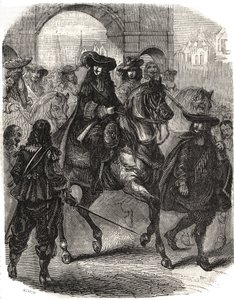 Louis XIV (1638-1715) ja hänen vaimonsa Marie Therese (Marie-Therese) Itävaltalainen (1638-1683) saapuivat Pariisiin vuonna 1660. Kaiverrus "" Histoire de France" -kirjoitukseen L.-P. Anguetil tekijältä French School
