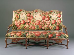 Louis XIV Canape, n. 1710 (veistetty pähkinä ja kuvakudos) (katso myös 220170) tekijältä French School