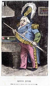 Louis XVIII pelaa biljardia - Touchatoutin "" Histoire de France Tintamarresque" -kappaleessa tekijältä French School
