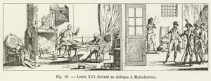 Ludvig XVI sanelemassa puolustustaan ​​Malesherbesille tekijältä French School