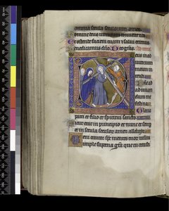MS 300 f.212v, Terce, Psalter and Hours of Isabella of France, Paris, n. 1265-1270 (kynä & muste ja tempera pergamentilla) tekijältä French School