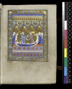 MS 300 f.VIr, Daavidin hautaus, Psalter and Hours of Isabella of France, Pariisi, n. 1265-1270 (kynä & muste ja tempera pergamentilla) tekijältä French School