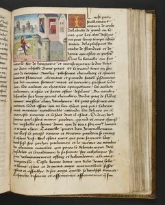 MS Hunter 252 151r sivu sadasta uudesta uutisesta, c.1461-62 tekijältä French School