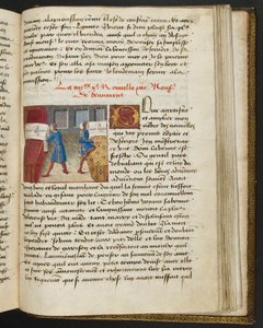 MS Hunter 252 184r sivu sadasta uudesta uutisesta, c.1461-62 tekijältä French School