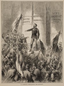 M. Gambetta julistamassa tasavaltaa, syyskuu 1870, kuva Cassellsista Ranskan ja Saksan välisen sodan historia, 1870-1871 tekijältä French School