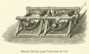 Berdan-kone kullan louhintaan (kaiverrus) tekijältä French School