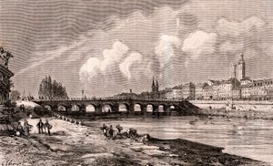 Macon - Bourgogne-Franche-Comte - kaiverrus V.A. Malt-Brownin kirjaan "La France illustrée: maantiede, historia, tilastohallinto". 1884 tekijältä French School
