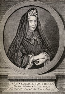 Madame Guyonin (1648-1717) kuvitus teoksesta "Pienet matkat kuuluisten naisten koteihin", julkaistu 1897 tekijältä French School
