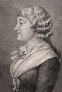 Madame Roland, kaiverrus Stephane Pannemaker (1847-1930) Rambertin mukaan, Louis Blancin (1811-82) "Histoire de la Revolution Francaise" -kirjasta tekijältä French School