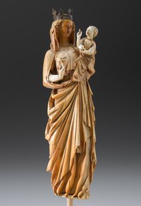 Madonna ja lapsi, n. 1260-1290 (norsunluu ja metalli) tekijältä French School