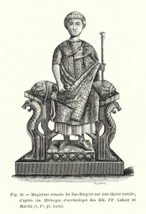 Ala-Imperiumin roomalainen tuomari curule-tuolissa; RR PP Cahierin ja Martinin Melanges d
