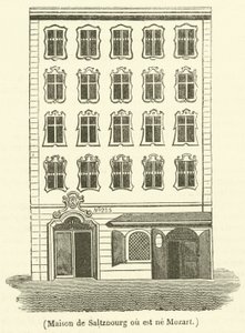 Saltzburgin talo, jossa Mozart syntyi (kaiverrus) tekijältä French School