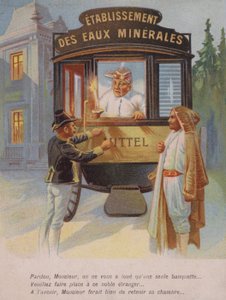 Miestä pyydetään jakamaan huoneensa vieraan kanssa (chromolitho) tekijältä French School
