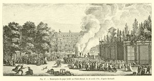 Bertaultin mukaan paavin mallinukke poltettiin Palais-Royalissa 16. huhtikuuta 1791 tekijältä French School
