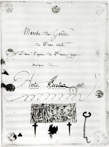 "Marche des Gardes du Franc Comte" Hector Berliozin (1803-69) oopperasta "Les Francs Juges" 1826 (kynä ja muste paperille) tekijältä French School