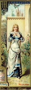 Marguerite Charles Gounodin oopperassa Faust, joka on luotu vuonna 1859 Johann Wolfgang von Goethen teoksen mukaan. Naisten nimien aakkoset teemalla: naiselliset puvut ja oopperat. Liebig-mainonnan kromolitografia. tekijältä French School