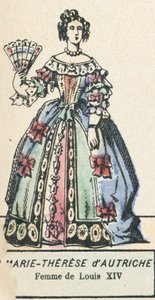 Marie-Therese Itävallasta, Ludvig XIV:n vaimo (värillinen kaiverrus) tekijältä French School