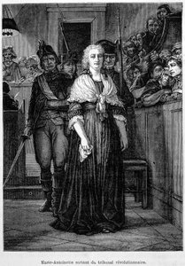 Marie Antoinette lähtee vallankumouksellisesta tuomioistuimesta - kaiverrus - Henri Martinin "" L