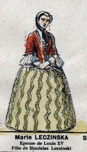 Marie Leszczynska (1703-1768), Ranskan kuningatar, Louis XV:n vaimo "" Galeriede Kings and Queens of France -sarjassa ja maineikkaat hahmot vuosina 1643 - 1895" Epinal kuva. tekijältä French School